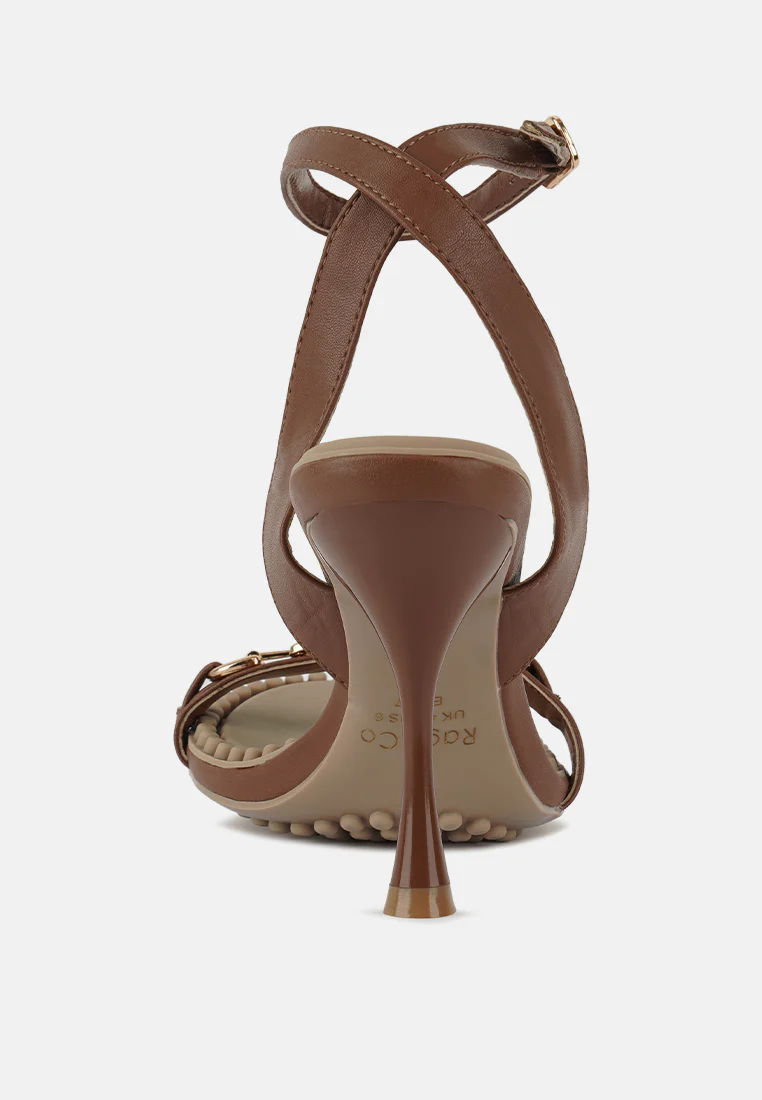 DAENERYS Mocca Horsebit Embellished Sandals - Image 5