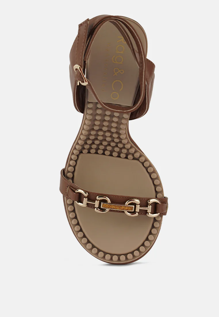 DAENERYS Mocca Horsebit Embellished Sandals - Image 6