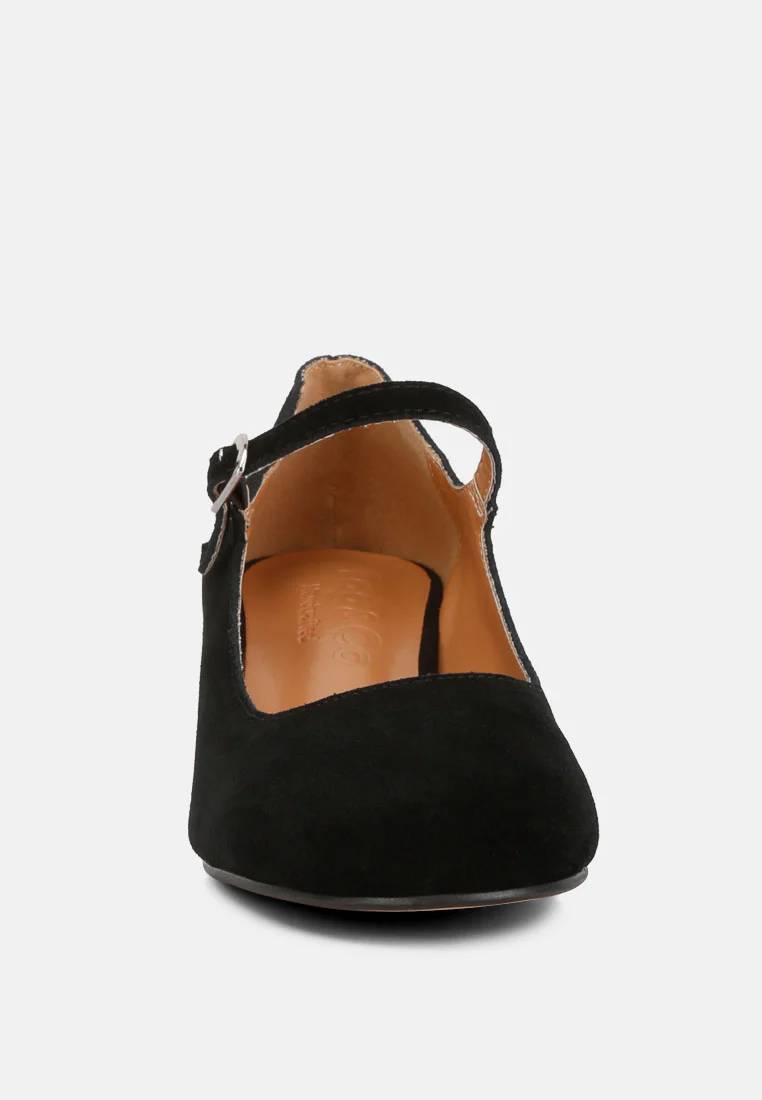 DALLIN Suede Block Heel Mary Janes in Black - Image 4