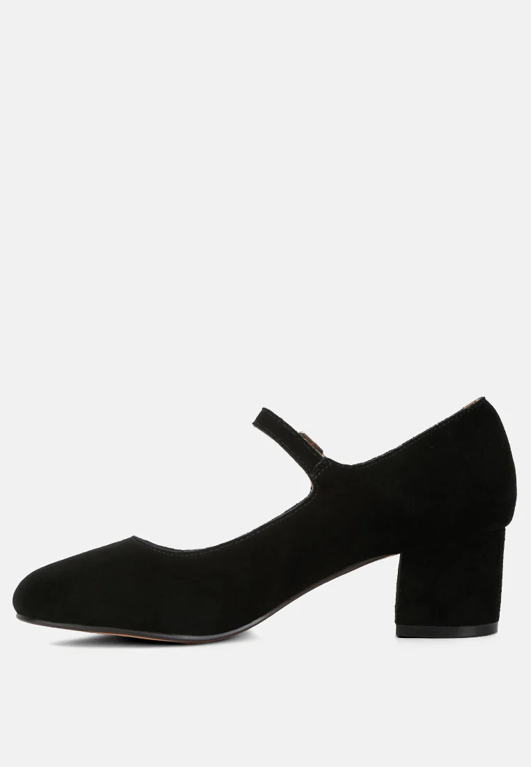 DALLIN Suede Block Heel Mary Janes in Black - Image 5