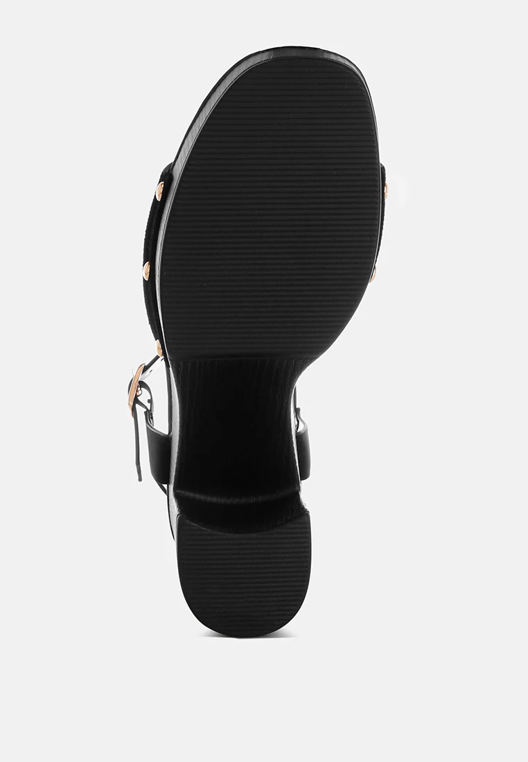 Daniela Genuine Suede Leather High Block Sandals - Image 13