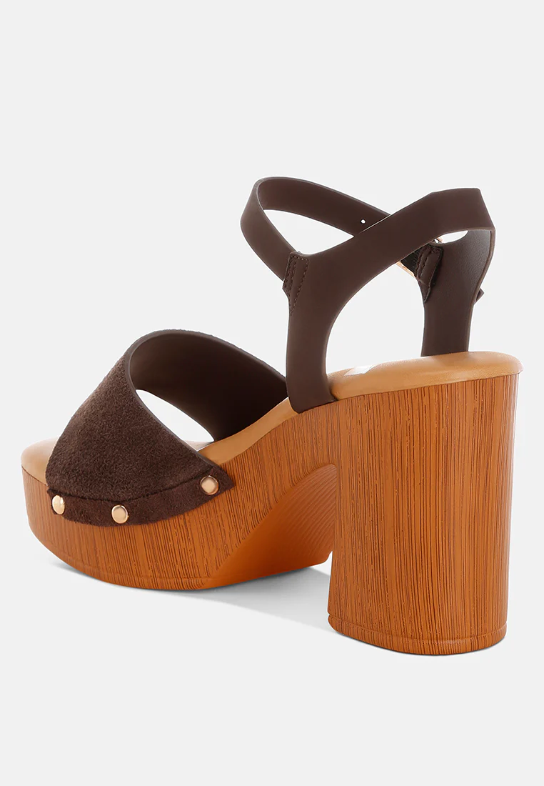 Daniela Genuine Suede Leather High Block Sandals - Image 19