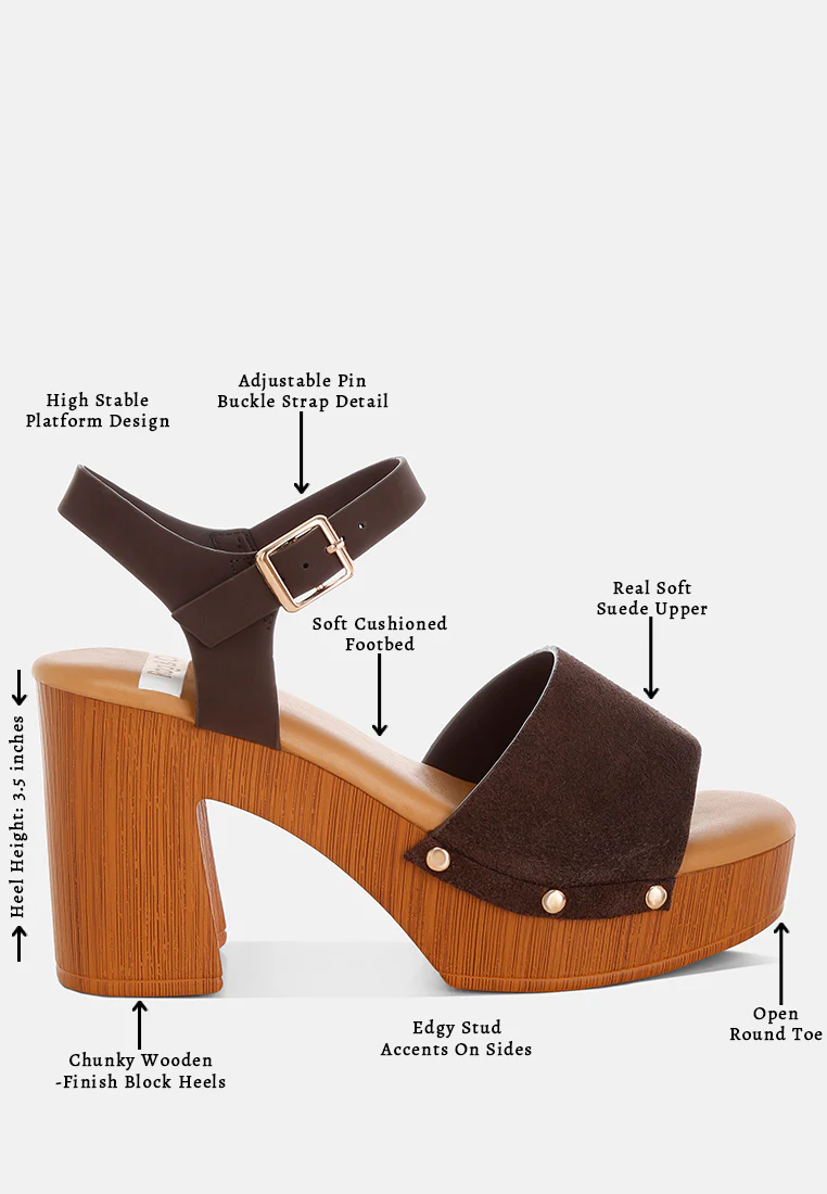 Daniela Genuine Suede Leather High Block Sandals - Image 22