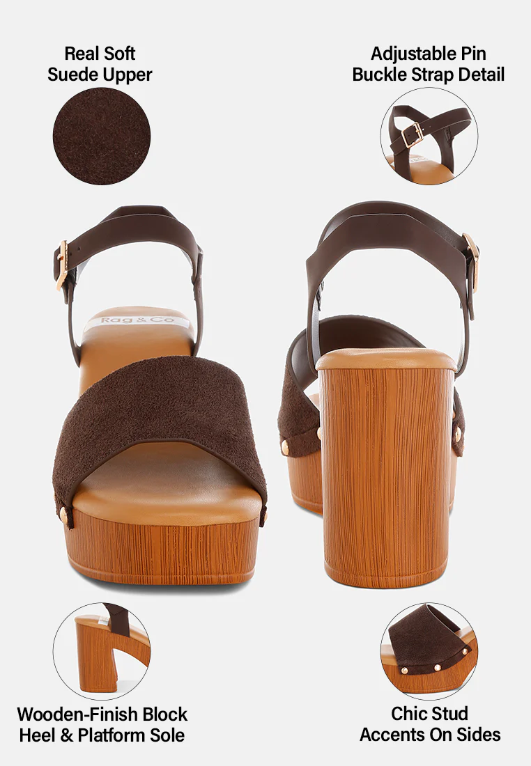 Daniela Genuine Suede Leather High Block Sandals - Image 23
