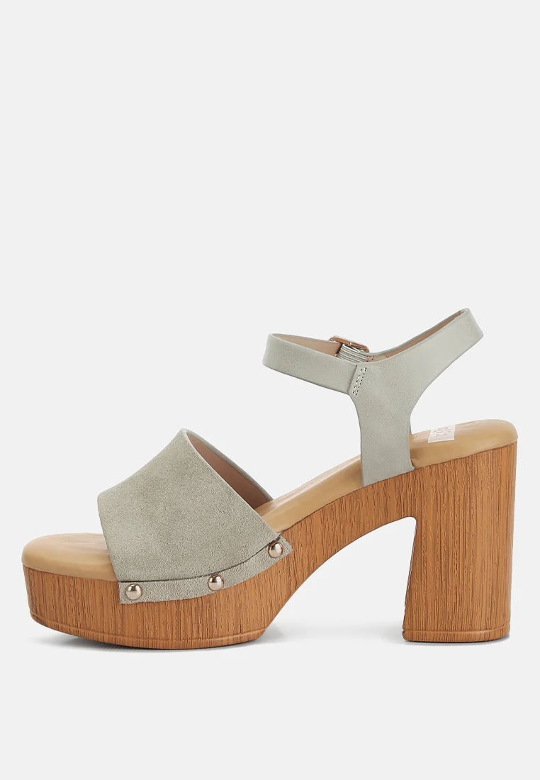 Daniela Genuine Suede Leather High Block Sandals - Image 4
