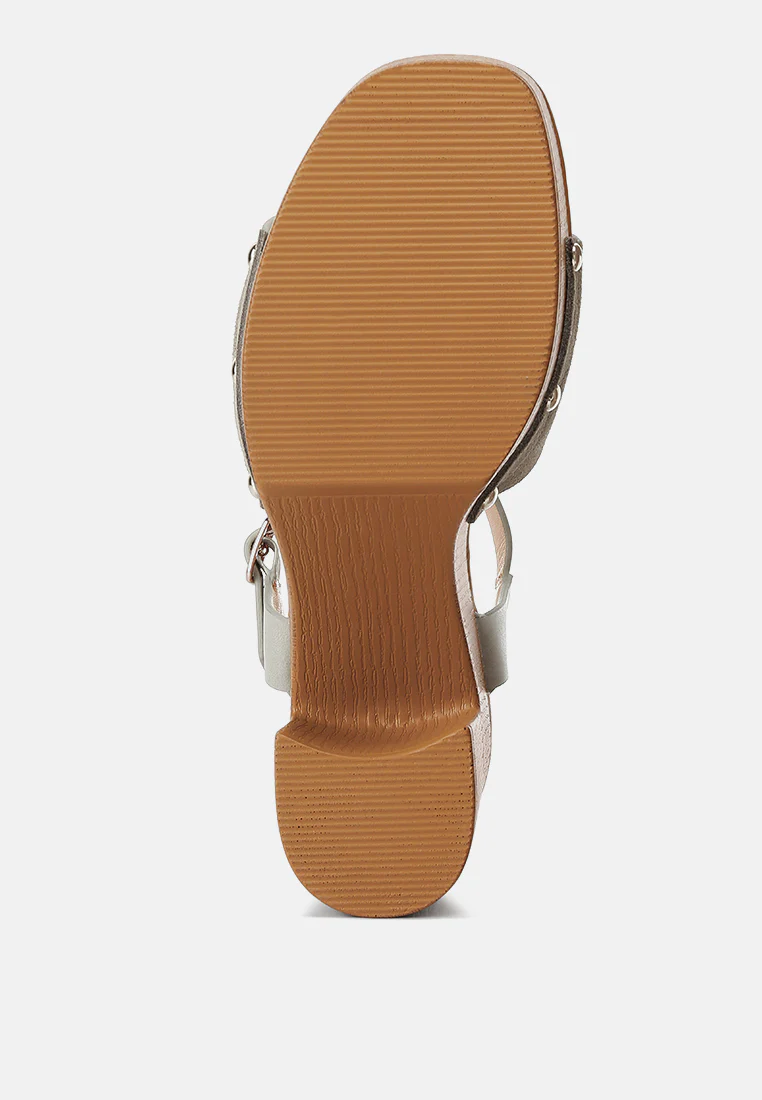 Daniela Genuine Suede Leather High Block Sandals - Image 7