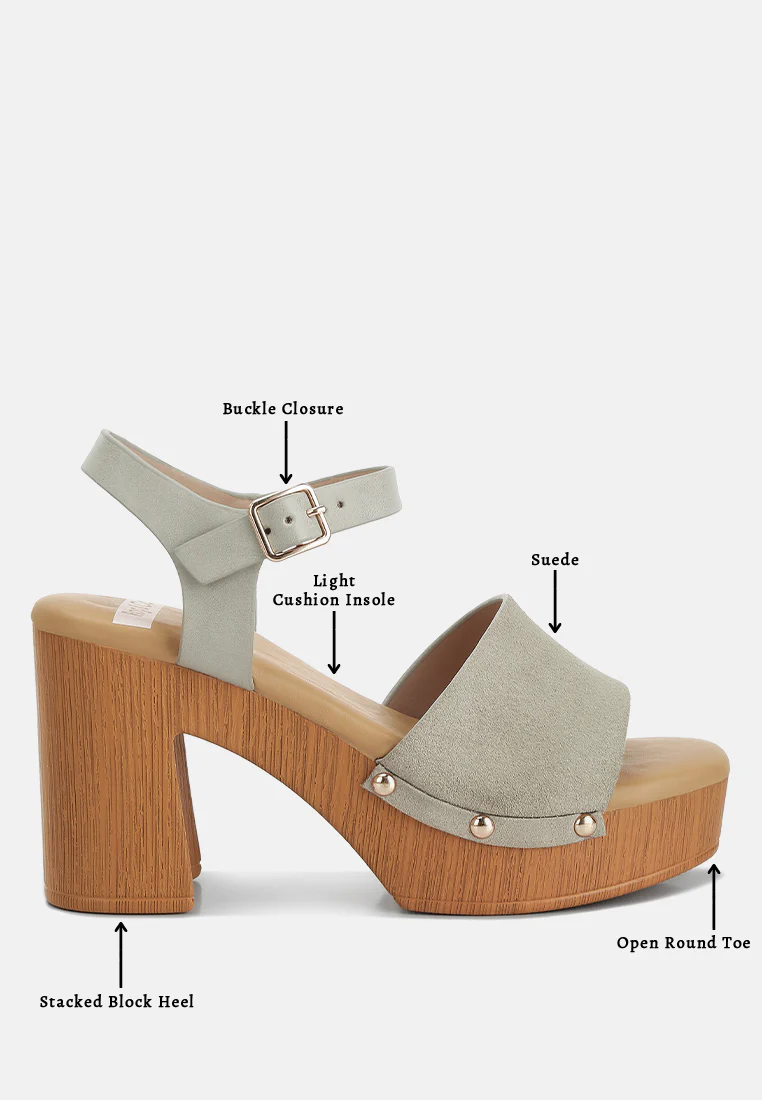 Daniela Genuine Suede Leather High Block Sandals - Image 8