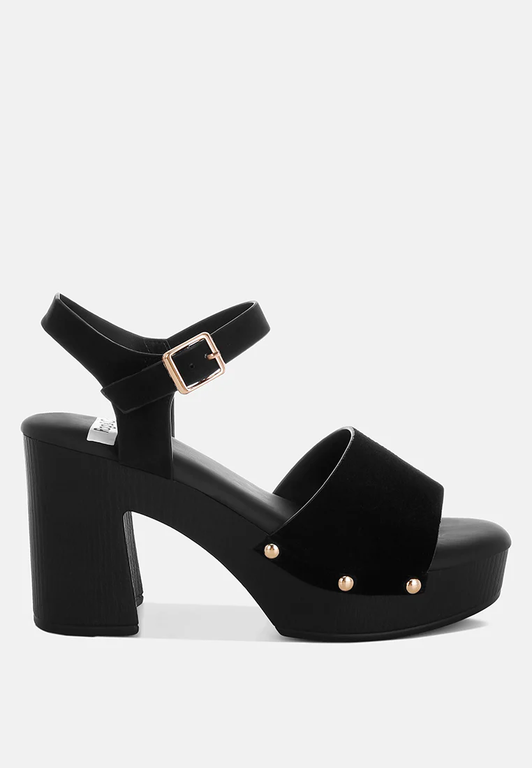 Daniela Genuine Suede Leather High Block Sandals - Image 9