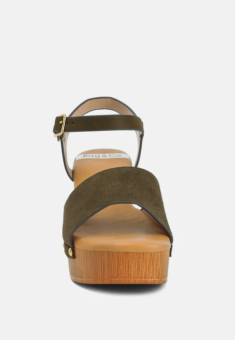 Daniela Genuine Suede Leather High Block Sandals - Image 3