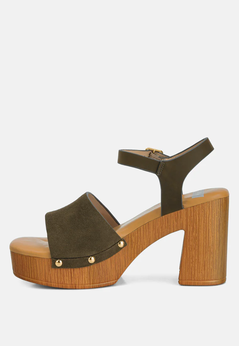 Daniela Genuine Suede Leather High Block Sandals - Image 4