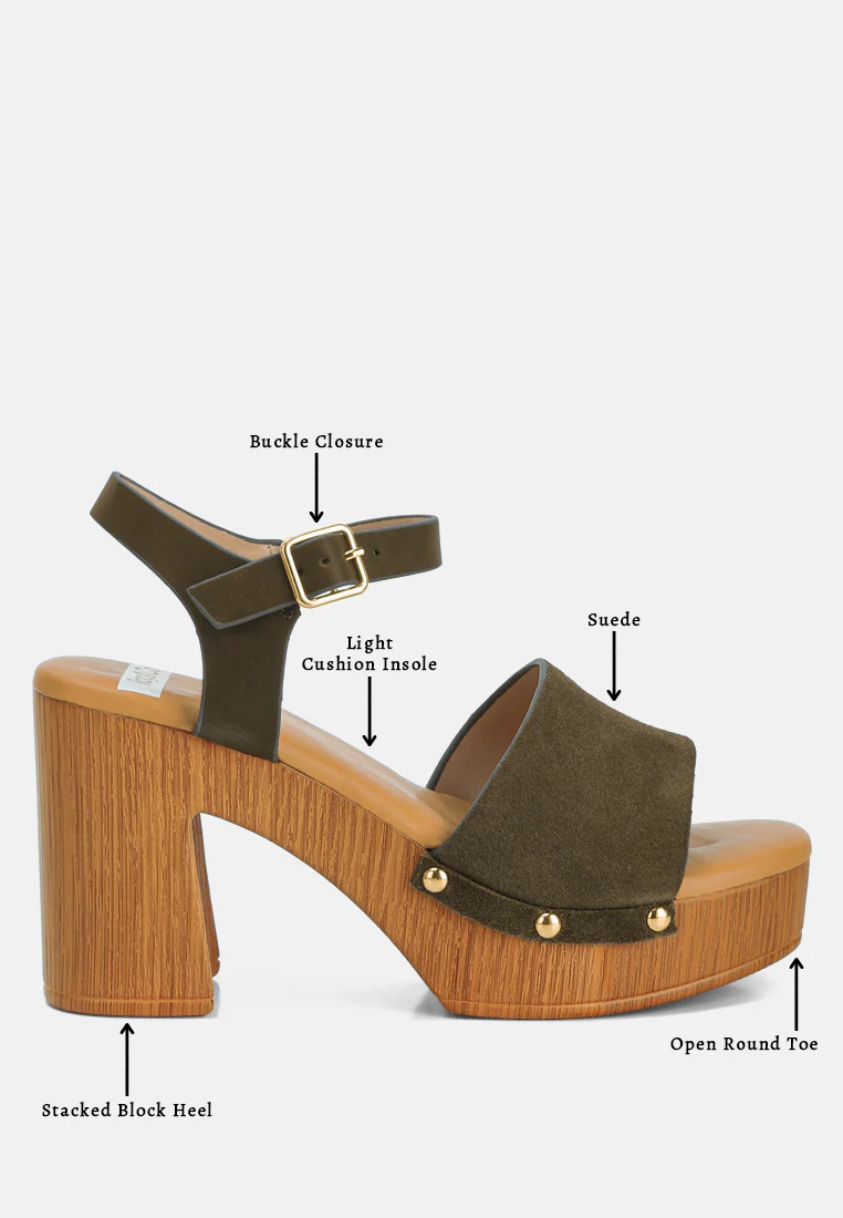 Daniela Genuine Suede Leather High Block Sandals - Image 8
