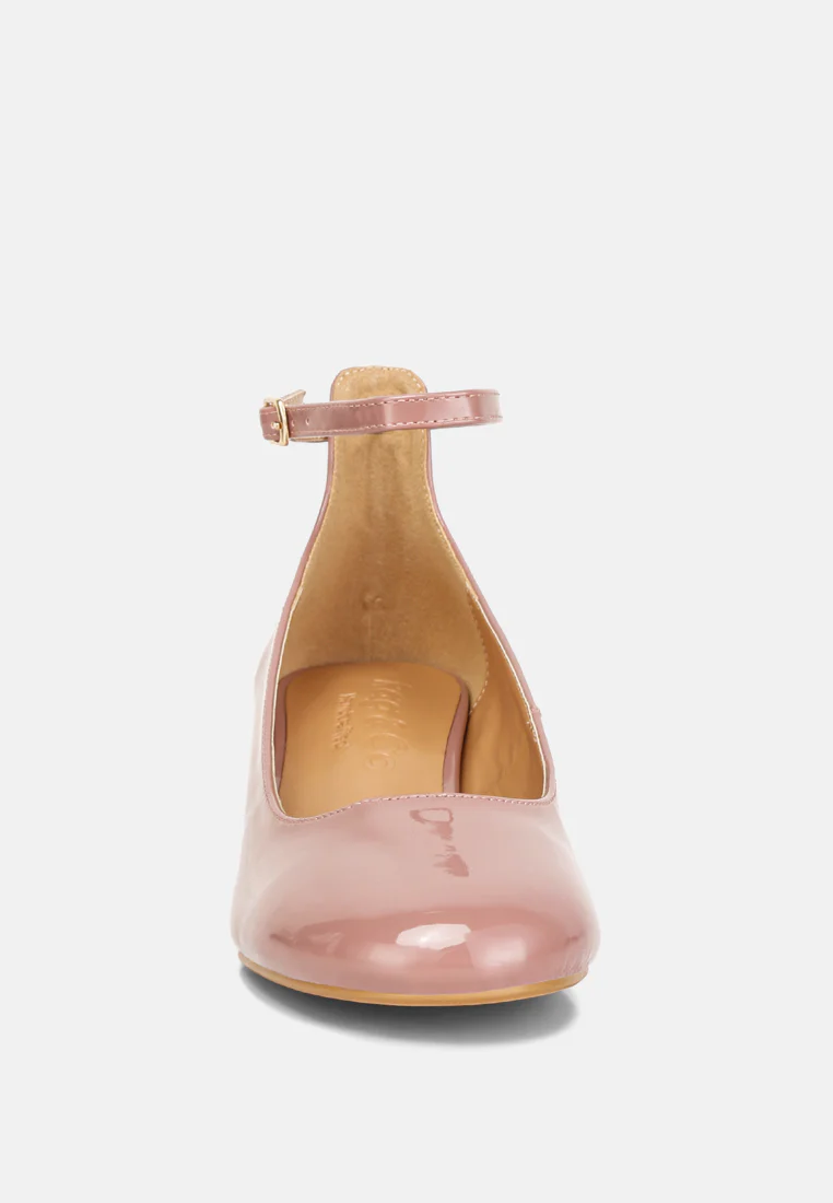DEBBIE Ankle Strap Low Block Heel Sandals in Blush - Image 4