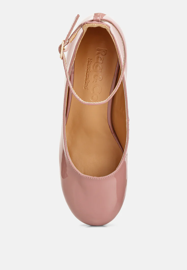 DEBBIE Ankle Strap Low Block Heel Sandals in Blush - Image 6
