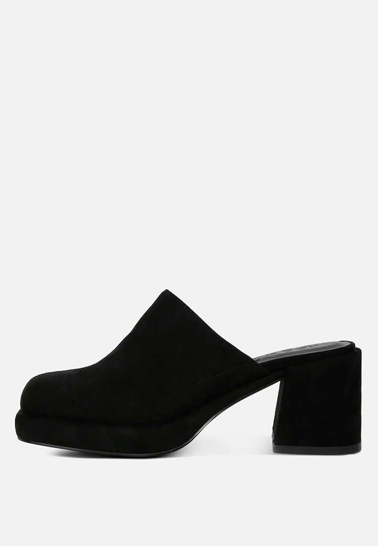 DELAUNAY Black Suede Heeled Mule Sandals - Image 4