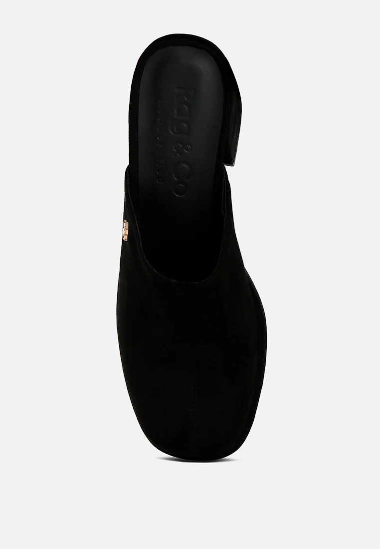 DELAUNAY Black Suede Heeled Mule Sandals - Image 6