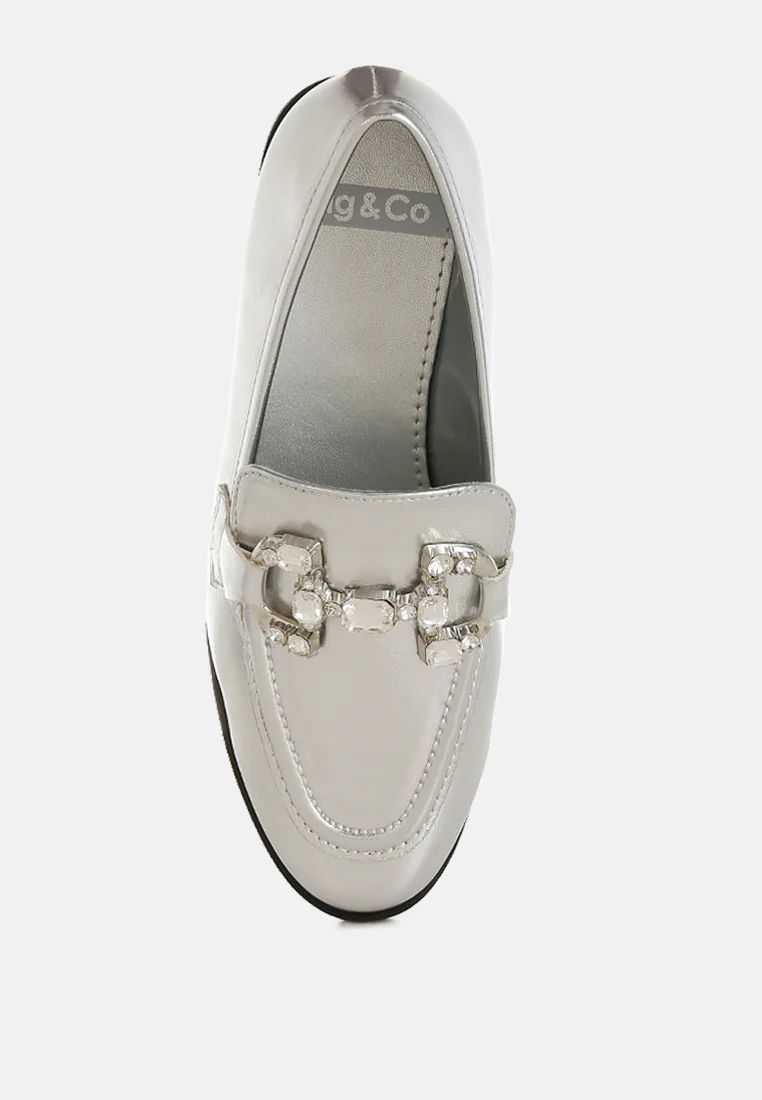 Dendron Diamante Horsebit Metallic Loafers - Image 10