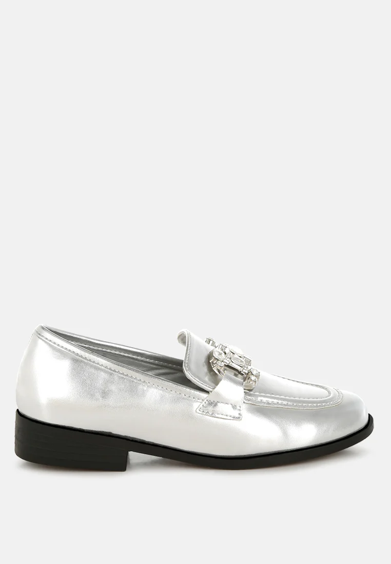 Dendron Diamante Horsebit Metallic Loafers - Image 6