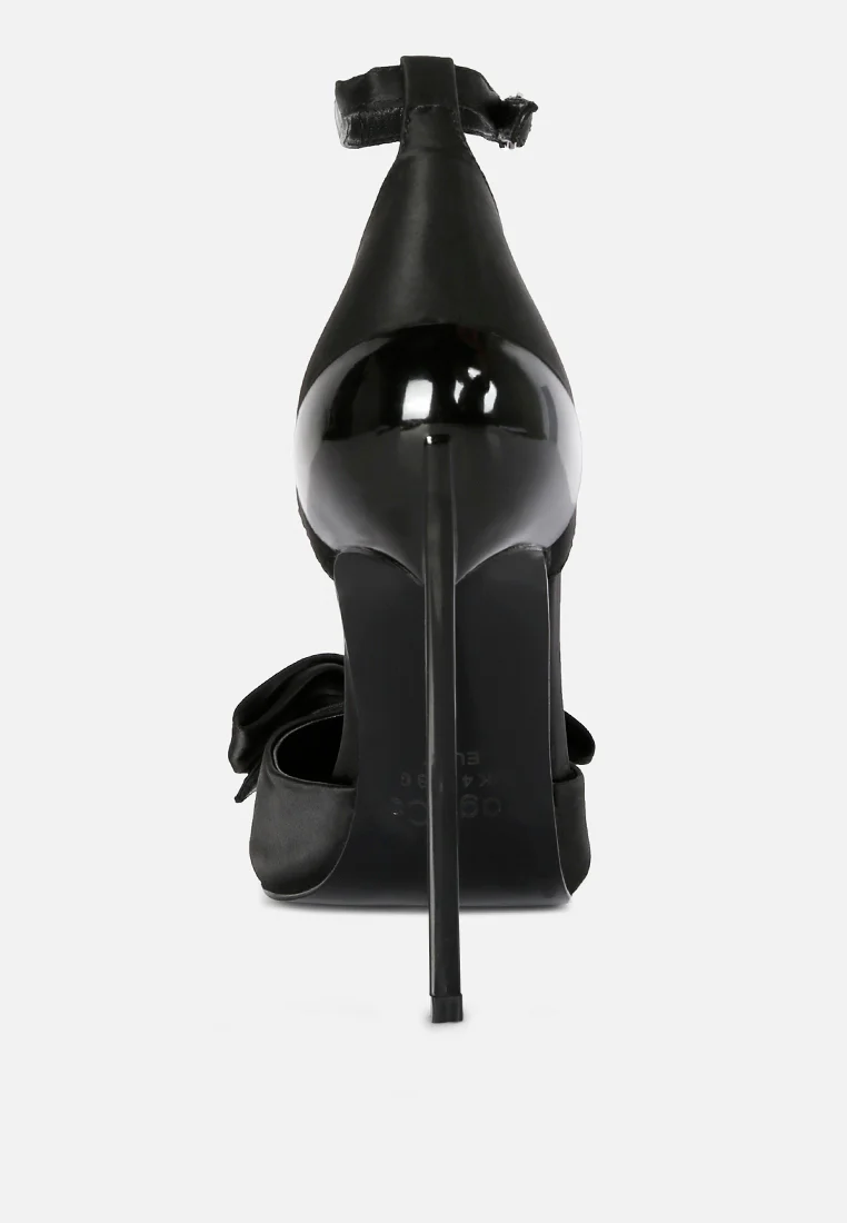DINGLES Black Bow Embellished Satin Stiletto Sandals - Image 5