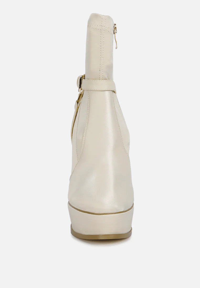 DOESBURG Beige Satin Stiletto Ankle Boot - Image 3