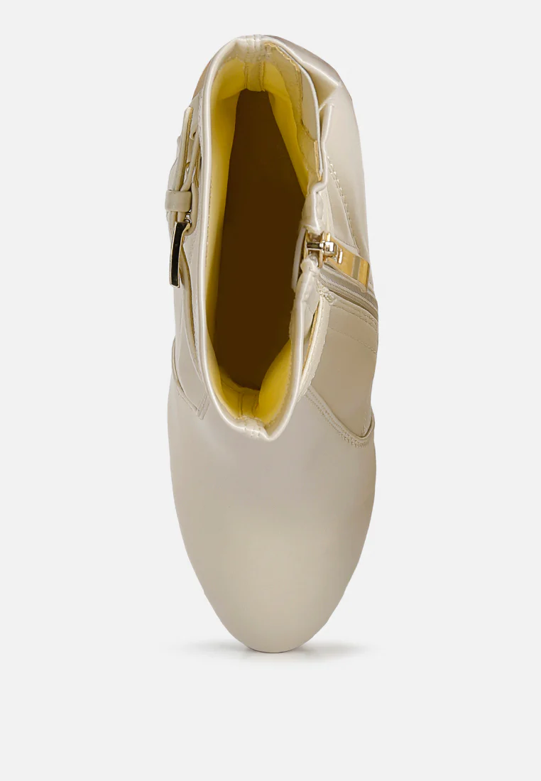 DOESBURG Beige Satin Stiletto Ankle Boot - Image 6