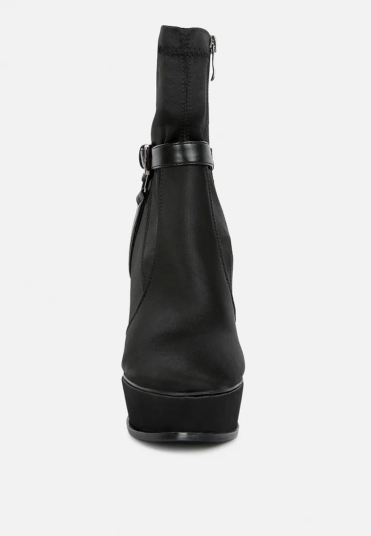DOESBURG Black Satin Stiletto Ankle Boot - Image 3
