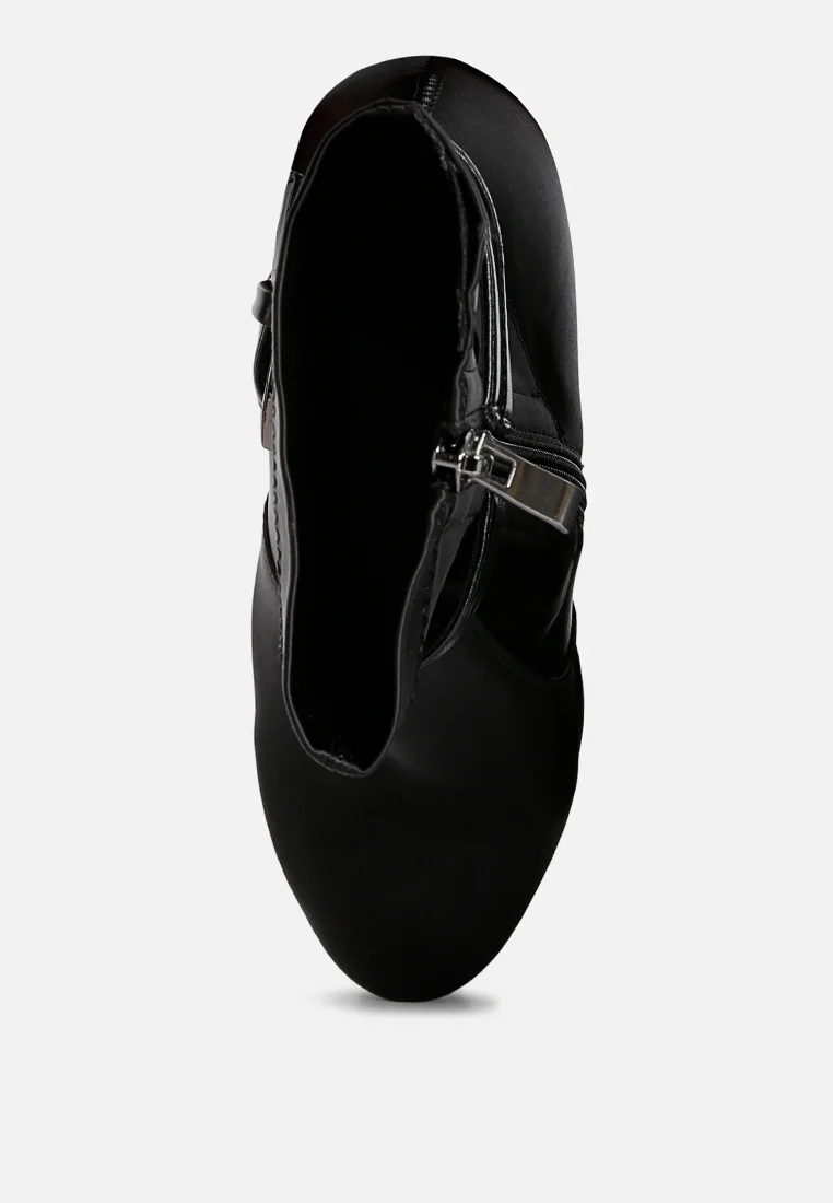 DOESBURG Black Satin Stiletto Ankle Boot - Image 6