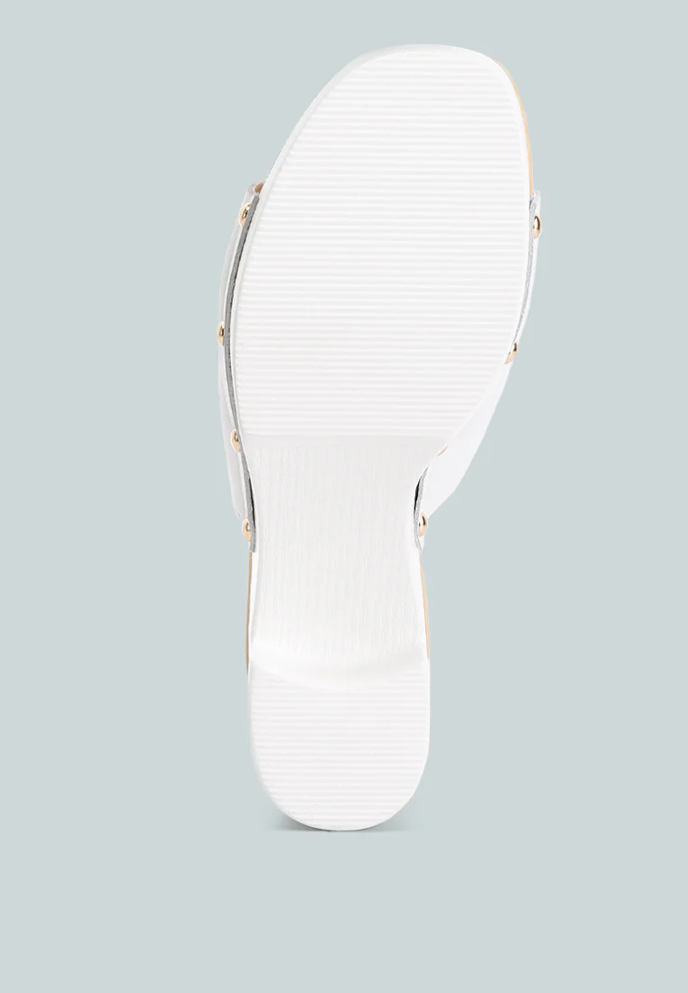 Drew Recycled Leather Block Heel Clogs In White - Image 7
