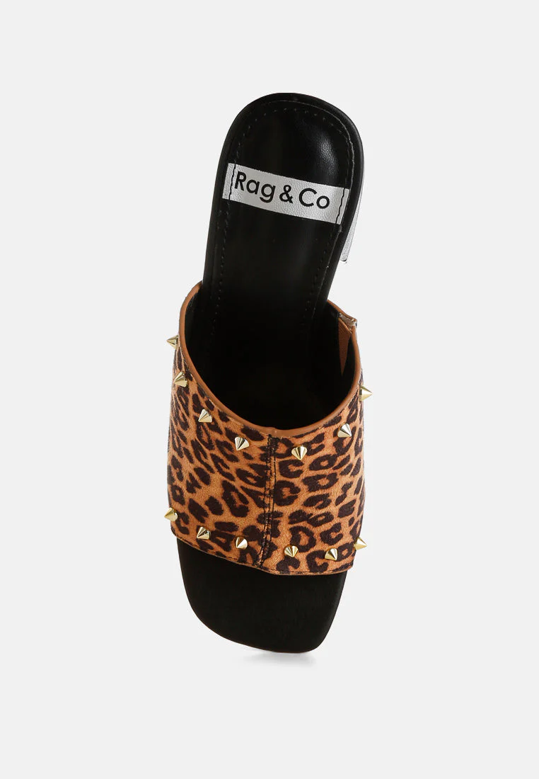 Edama Leopard Print Studded Slip Ons - Image 4