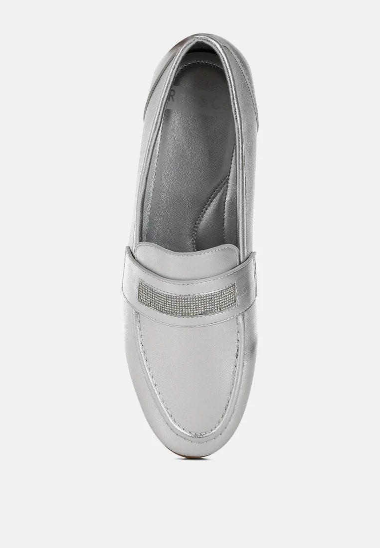 Eden Ode Rhinestone Strap Metallic Loafers - Image 5