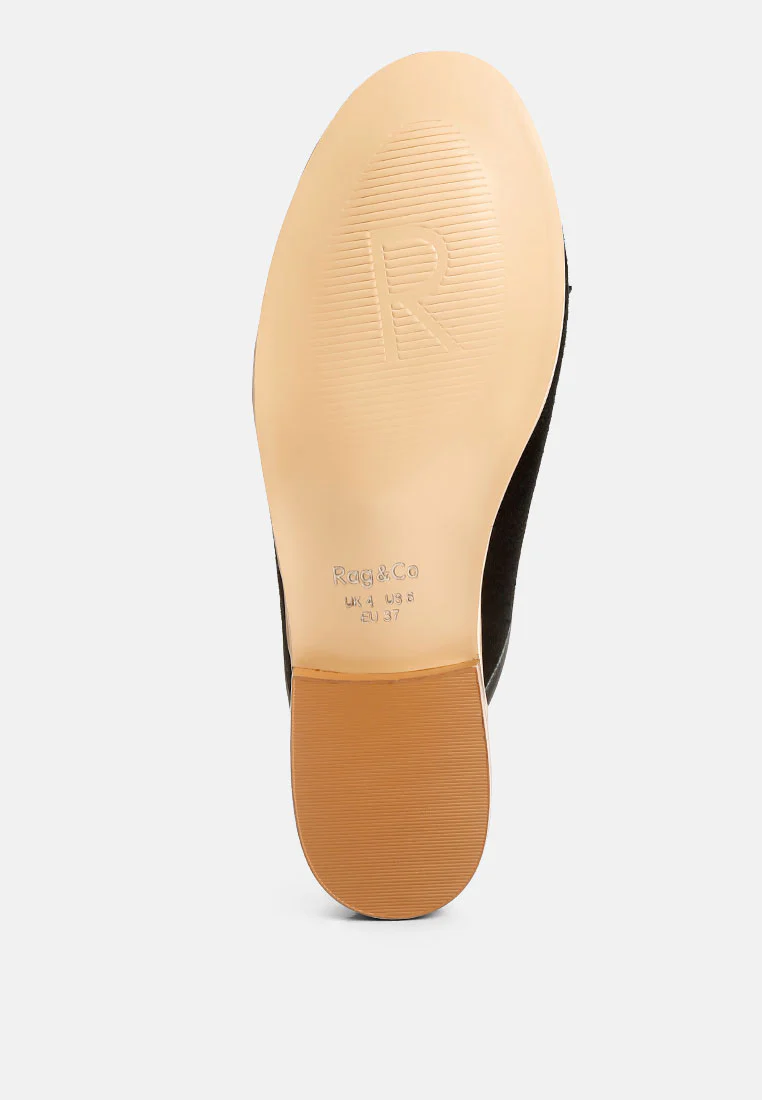 EDMANDA Tassle Detail Leather Mules in Black - Image 7