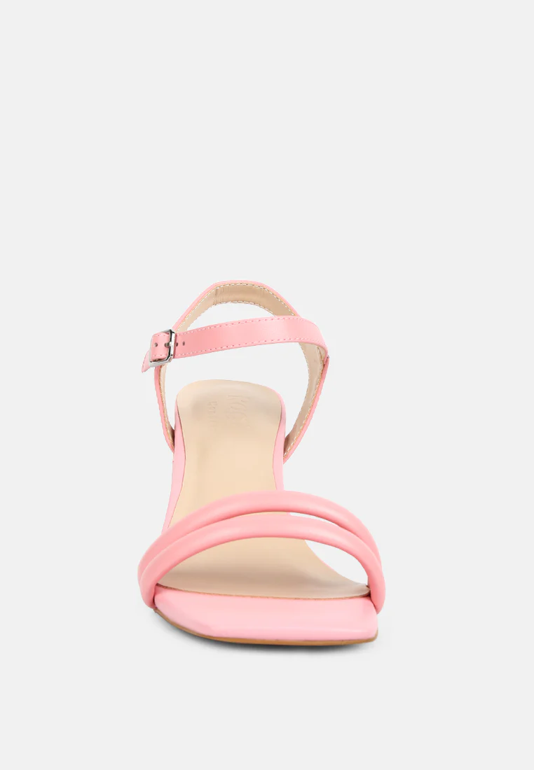 EDYTA Ankle Strap Block Heel Sandals in Pink - Image 3