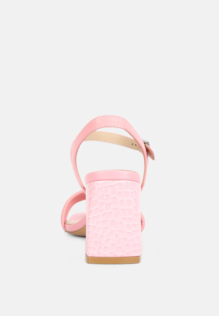 EDYTA Ankle Strap Block Heel Sandals in Pink - Image 5