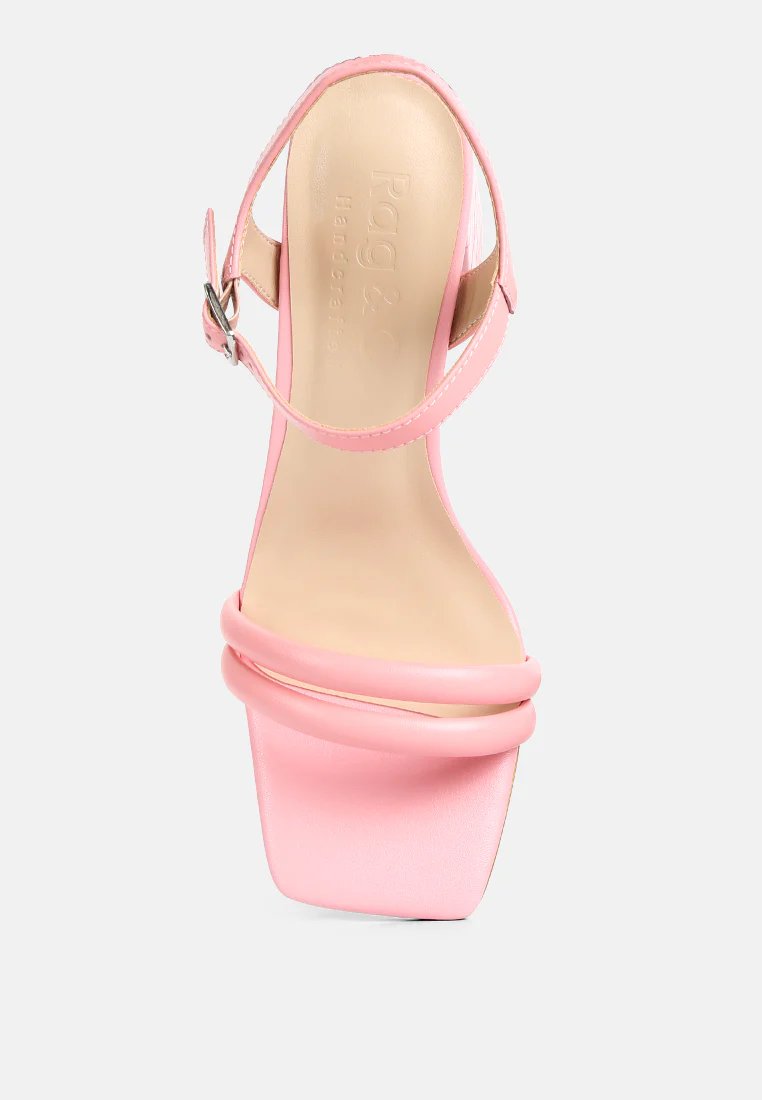EDYTA Ankle Strap Block Heel Sandals in Pink - Image 6