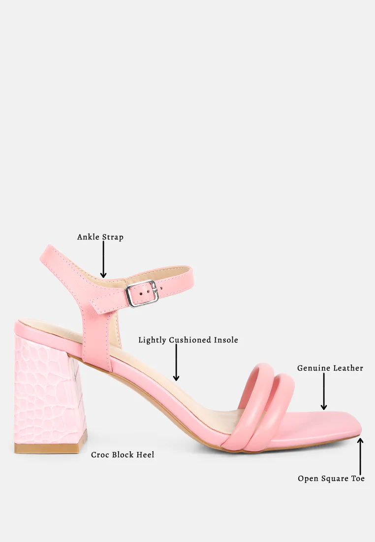EDYTA Ankle Strap Block Heel Sandals in Pink - Image 8