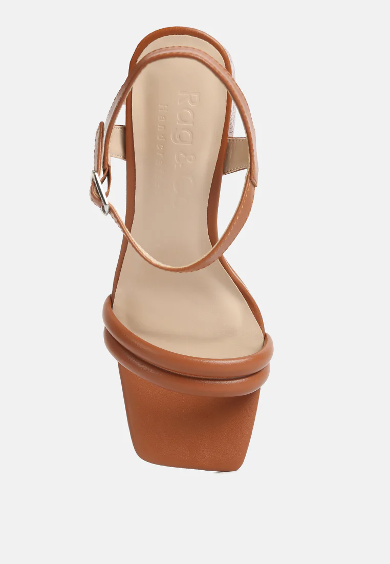 EDYTA Ankle Strap Block Heel Sandals in Tan - Image 7