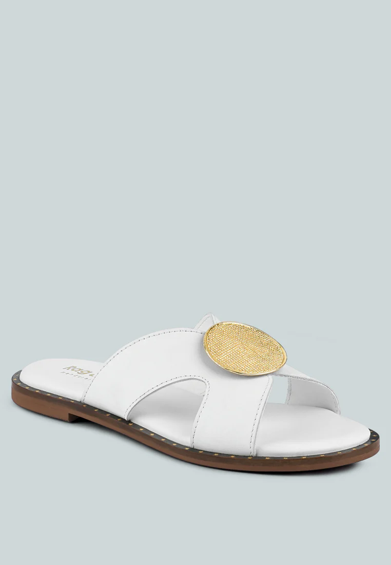 EUDORA Embellished White Slip-ons - Image 2
