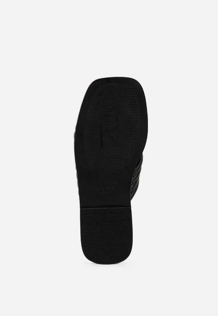 EURA Black Quilted Leather Flats - Image 7