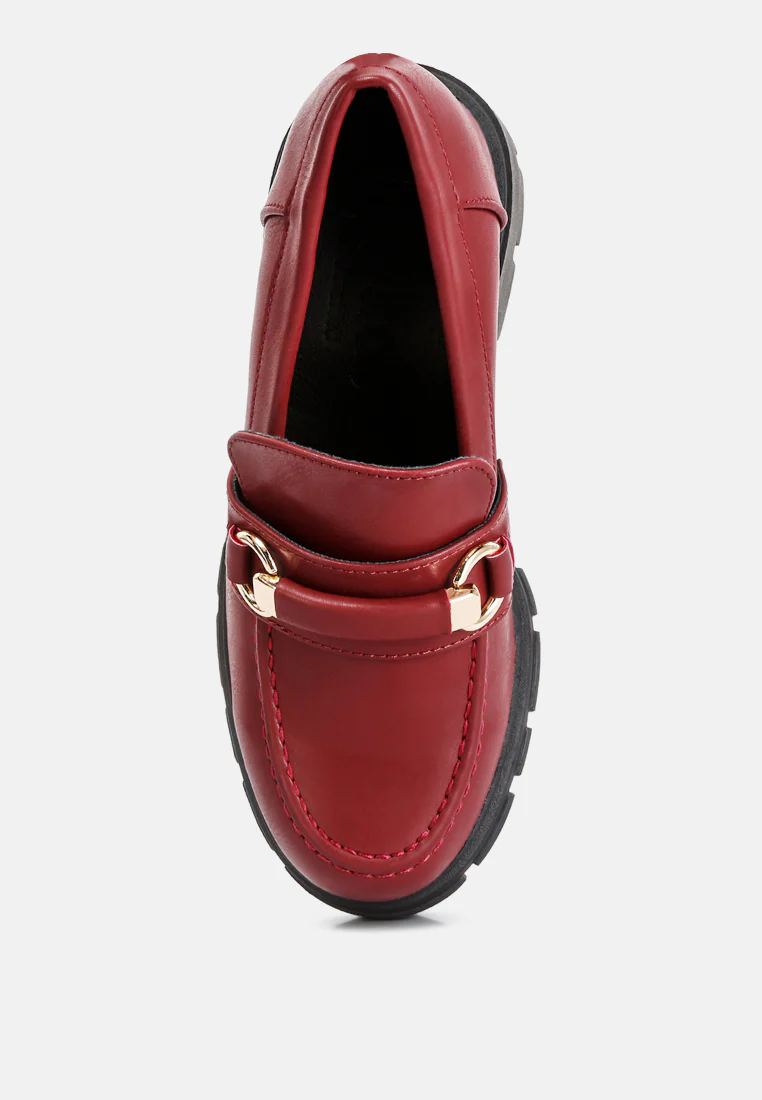 Evangeline chunky platform loafers in Burgundy - Image 6