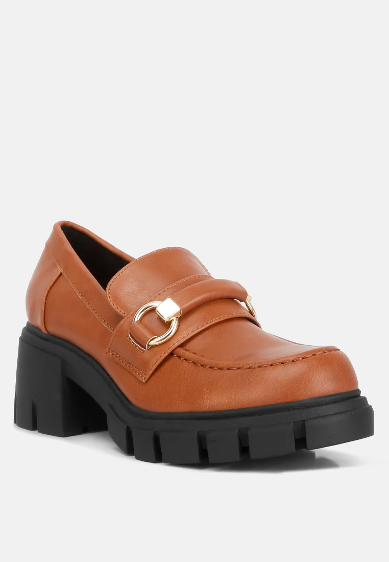 Evangeline chunky platform loafers in Tan - Image 2