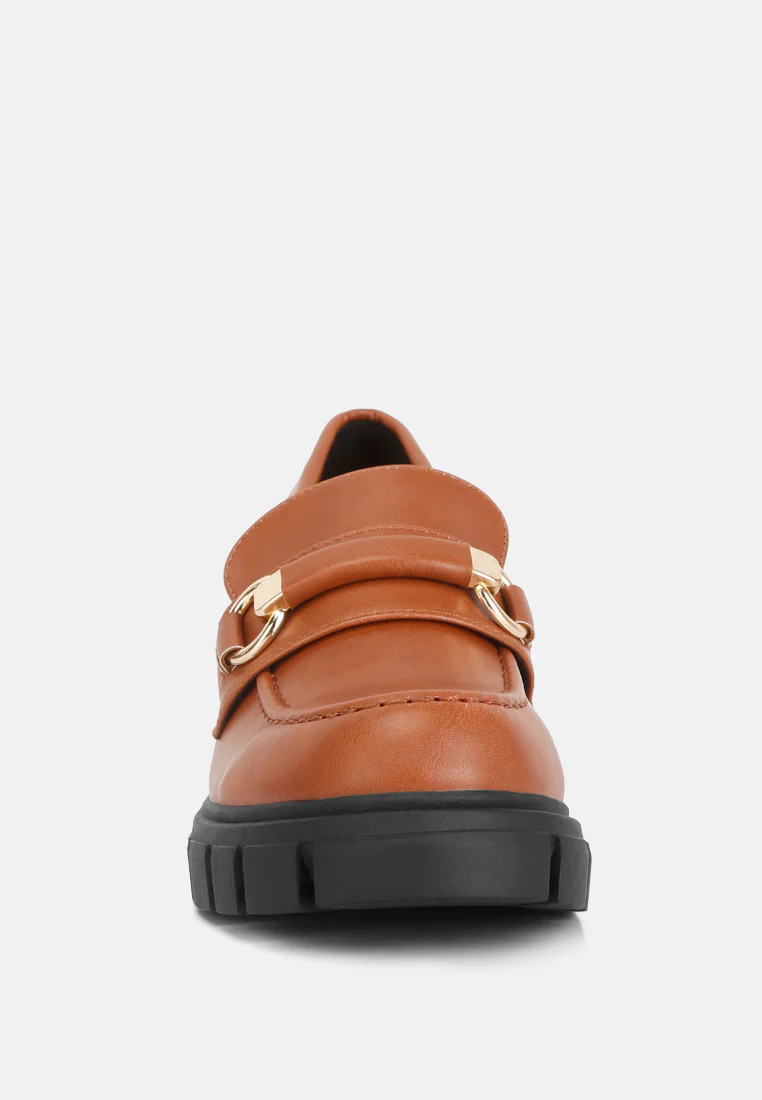 Evangeline chunky platform loafers in Tan - Image 3