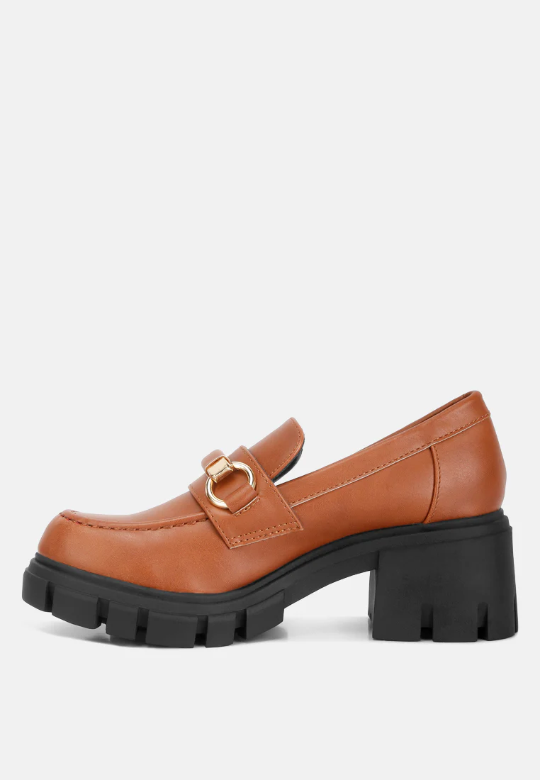 Evangeline chunky platform loafers in Tan - Image 4