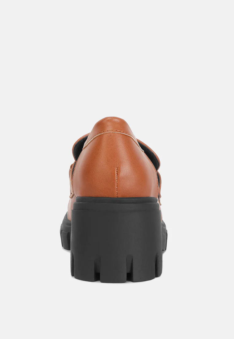 Evangeline chunky platform loafers in Tan - Image 5