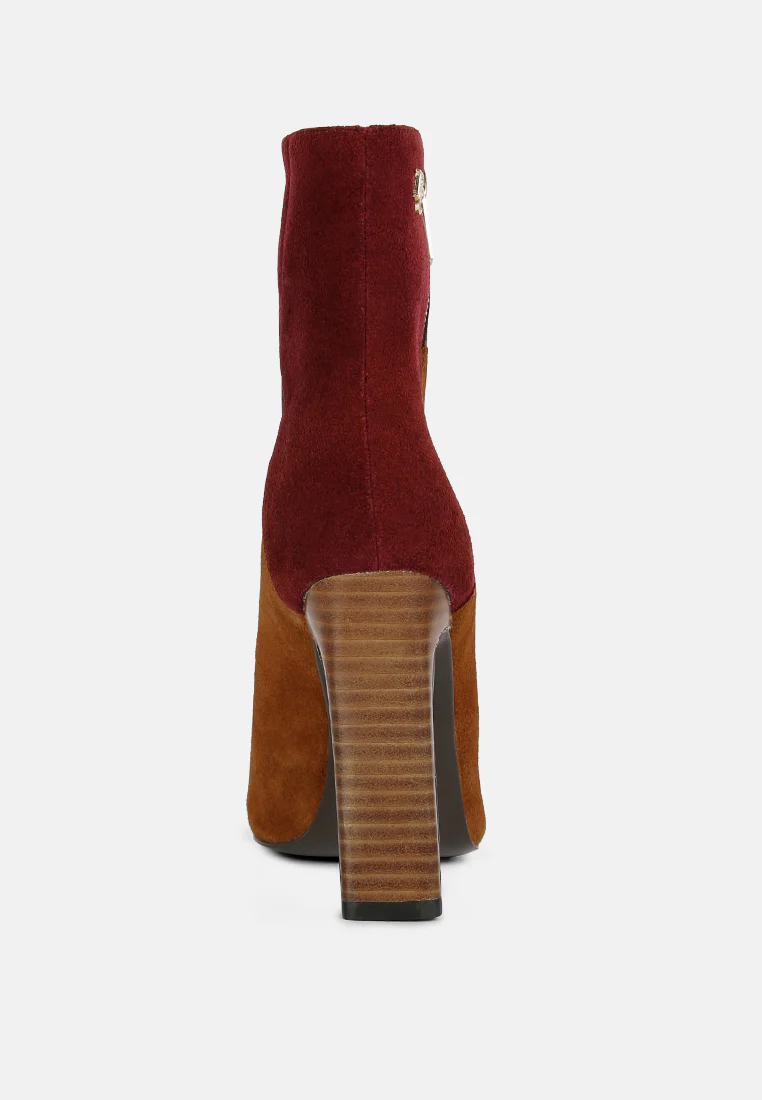 EZRA Tan Patchwork Suede Ankle Boots - Image 5