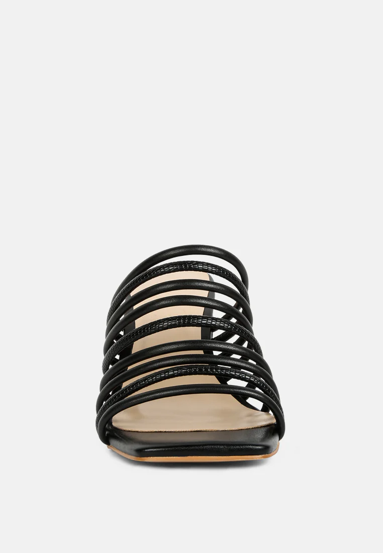 Fairleigh Black Strappy Slip On Sandals - Image 3