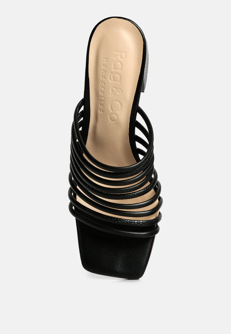 Fairleigh Black Strappy Slip On Sandals - Image 5
