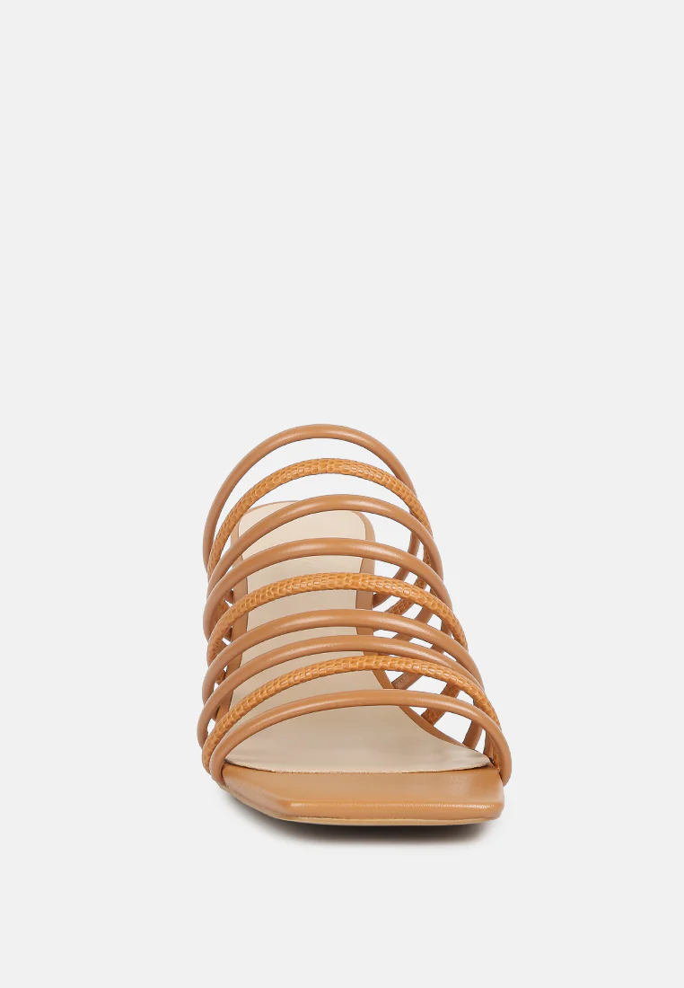 Fairleigh Tan Strappy Slip On Sandals - Image 3