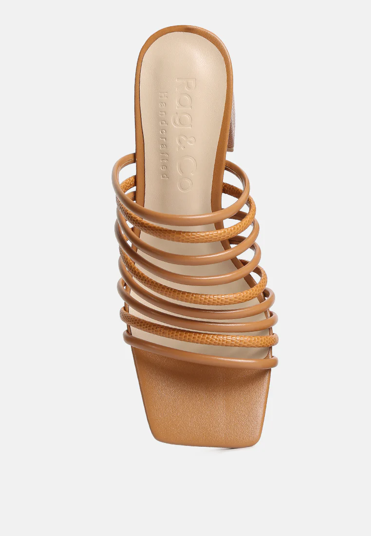 Fairleigh Tan Strappy Slip On Sandals - Image 5
