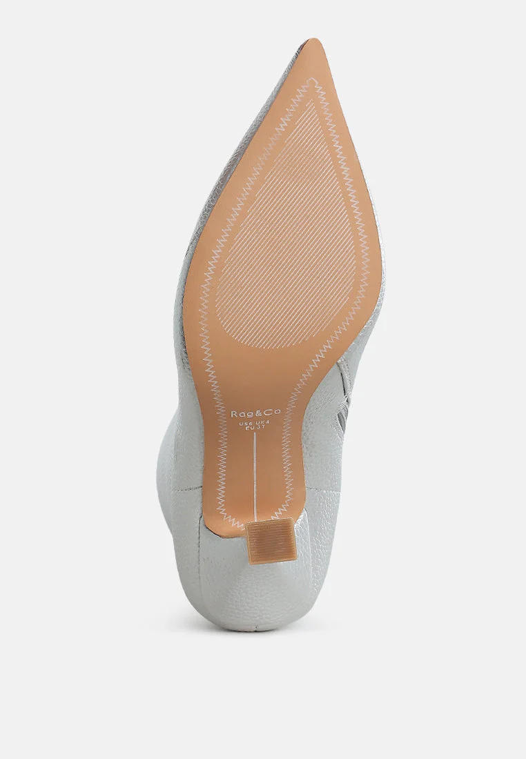Farnak Metallic Pointed Toe Ankle Boots - Image 5