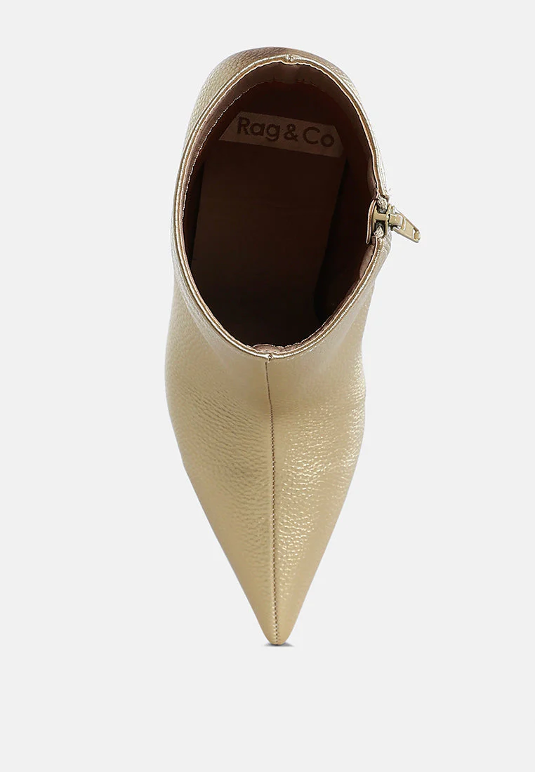 Farnak Metallic Pointed Toe Ankle Boots - Image 9