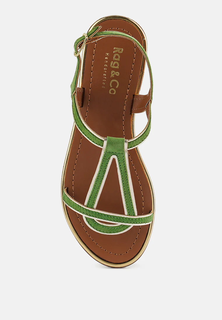 FEODORA Green Flat Slip-on Sandals - Image 6